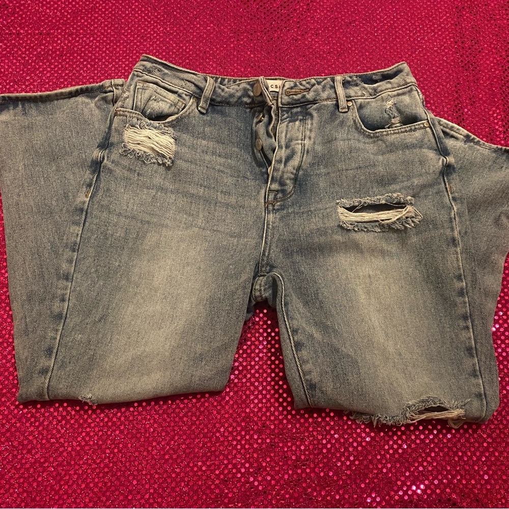 pacsun distress light blue mom jeans waist 28 size 6